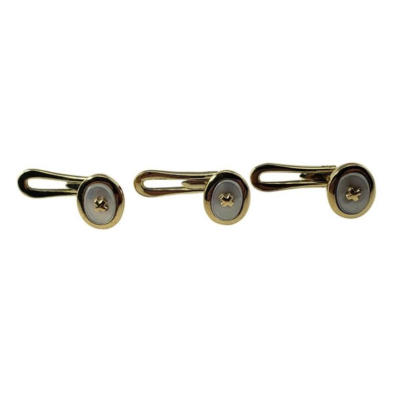 Vintage 14 Karat Yellow Gold and Mother of Pearl Buttons #10248 - Picture 1 of 6